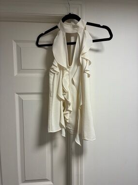 Zara Women's Cream Ruffle Halter Neck Camisole